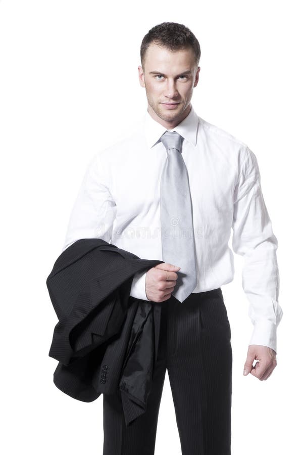 Young businessman in black suit