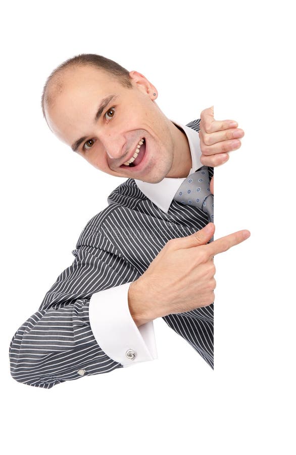 Young businessman with blank board