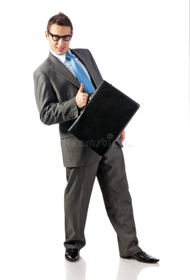 Young businessman with briefcase in hand