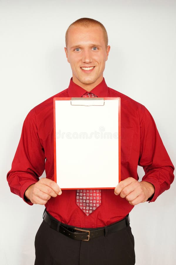 Young businessman with business card