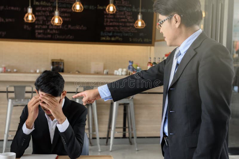 Young businessman complaint by boss royalty free stock images Young businessman complaint by boss royalty free stock images