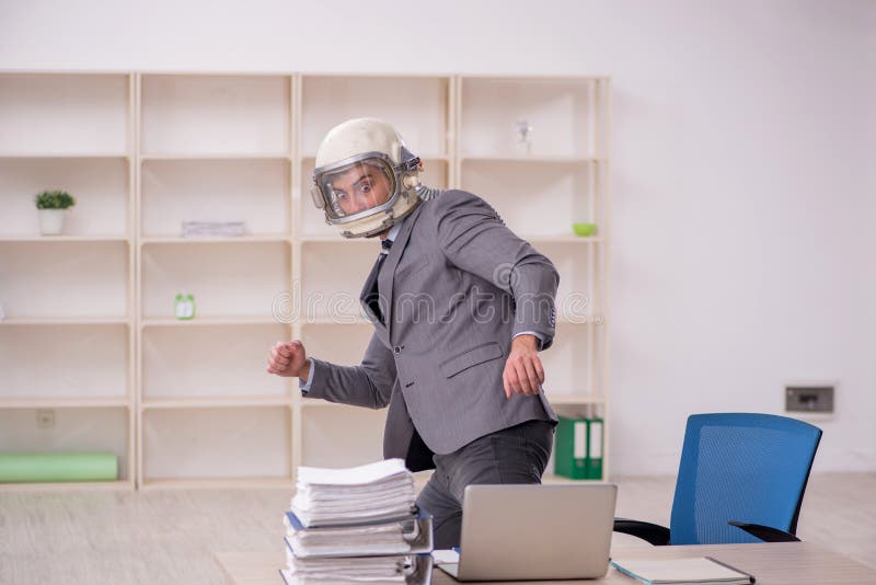 Young Male Employee Wearing Spacesuit in the Office Stock Image - Image ...