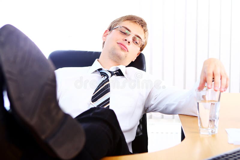 Young businessman having rest