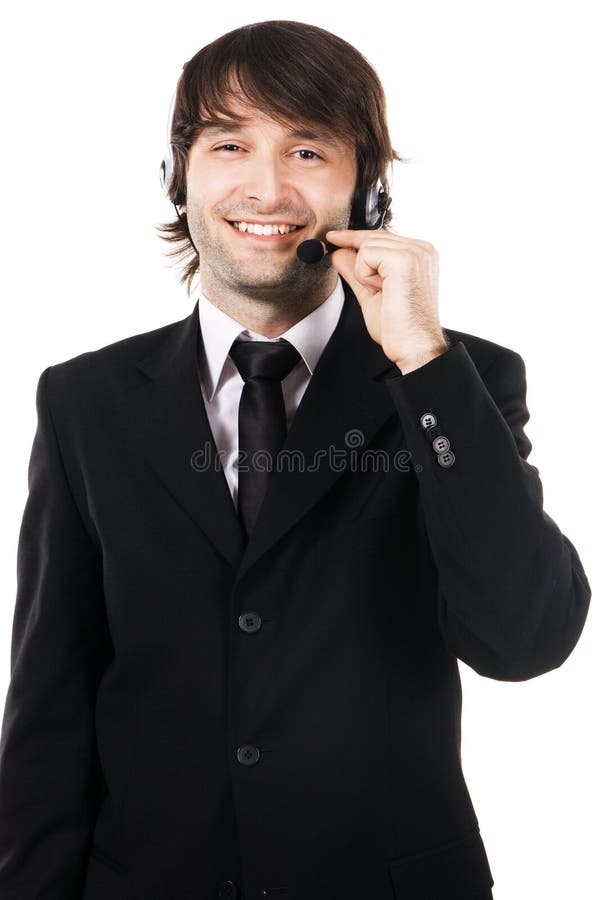 Young businessman with headset