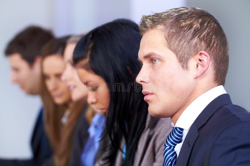 Young businessman and his team