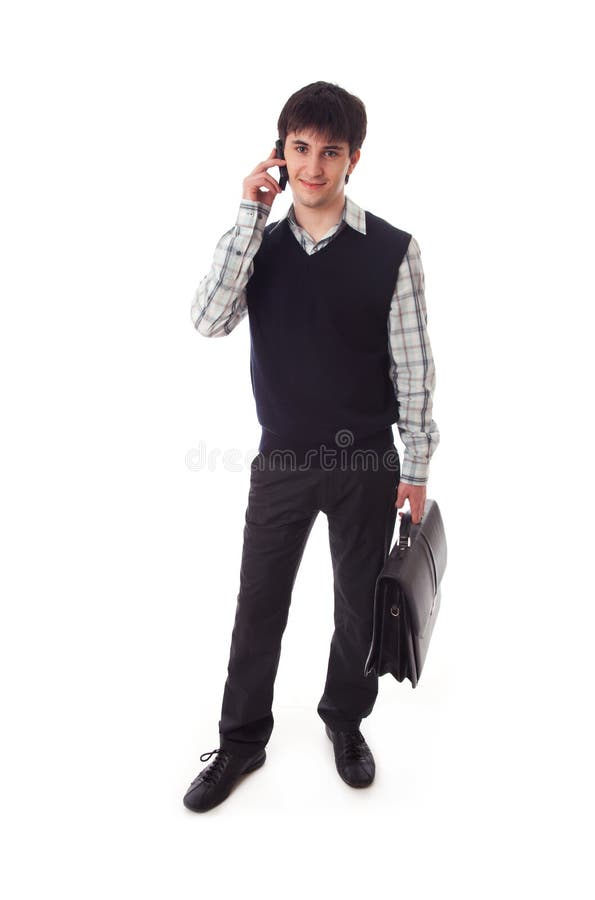 The young businessman isolated on a white