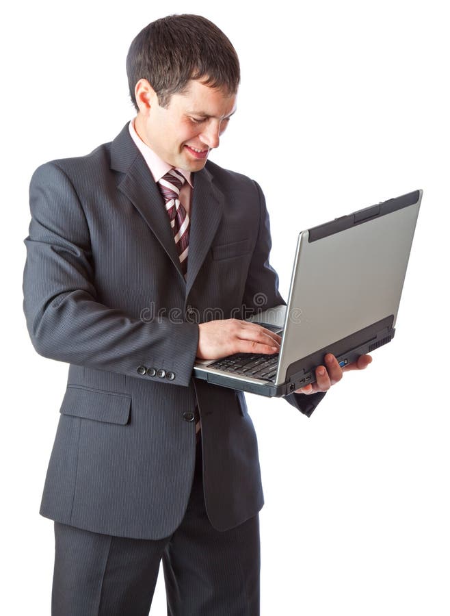 Download Young Businessman With Laptop. Stock Photo - Image of individuality, intelligence: 13327050
