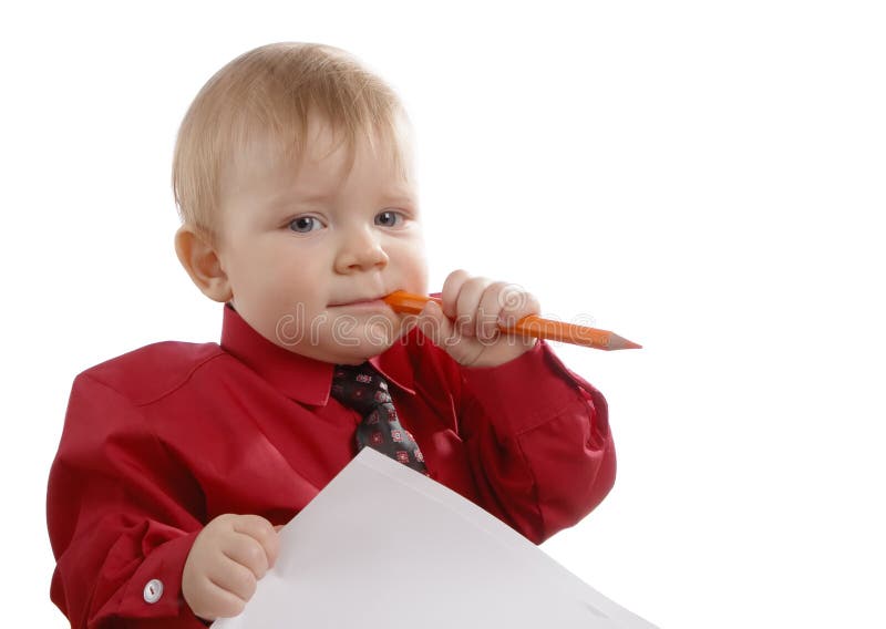 The young businessman with a pencil in a hand