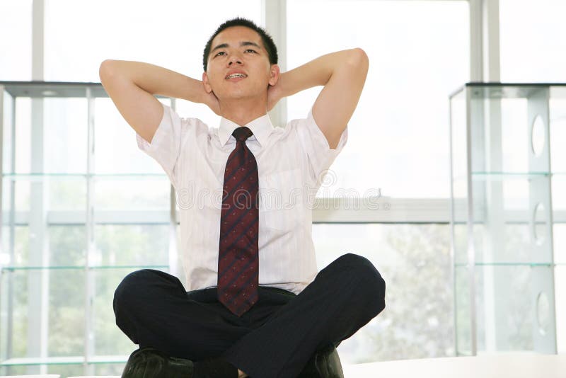 Young businessman sit in office