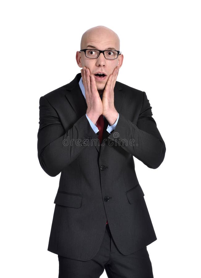 Young businessman with surprise expression