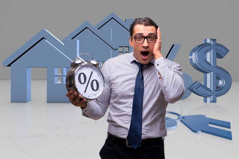 The young businessman surprised at high interest mortgage rates