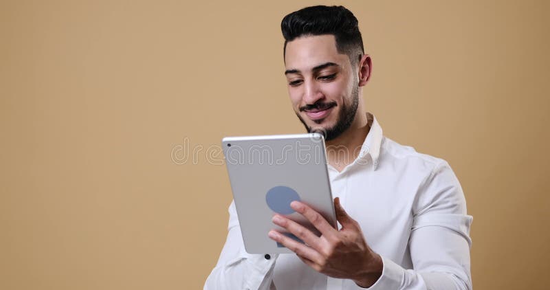 Young businessman using digital tablet stock video