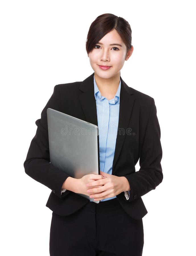 Young businesswoman hold with laptop computer