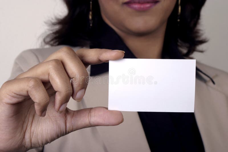 Young businesswoman holding Business card closeup stock photos Young businesswoman holding Business card closeup stock photos