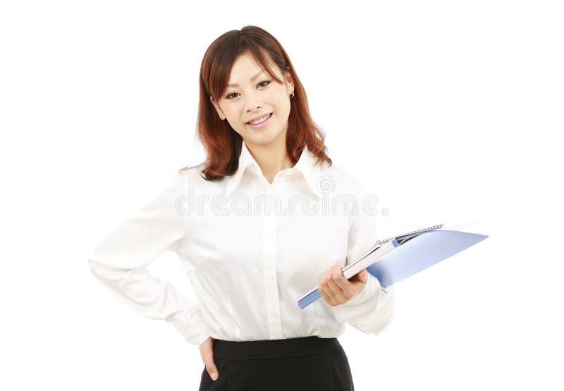 Young businesswoman holding a folder