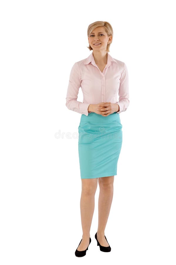 Young businesswoman smiling over white background. Full size. Single mini stock images, royalty-free photos and pictures