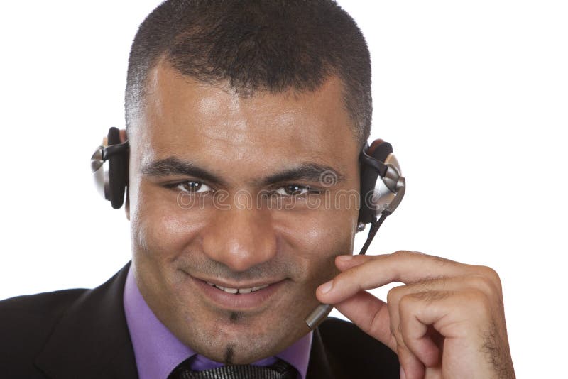 Young call center agent with headset