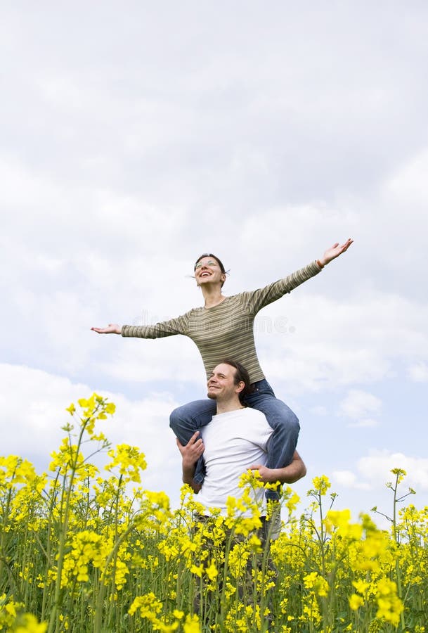 Young casual couple enjoying summer