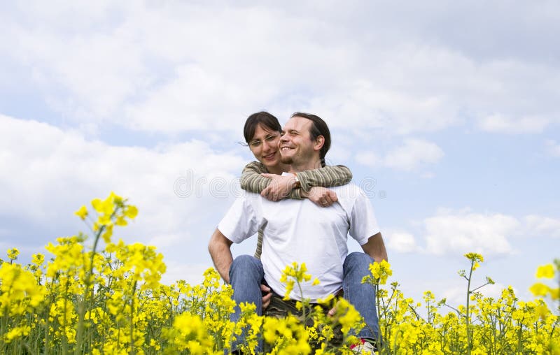 Young casual couple having fun