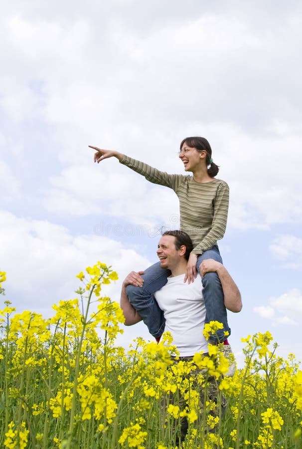 Young casual couple having fun