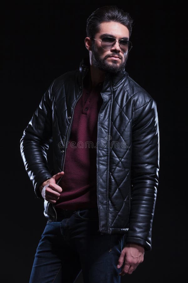 Dramatic Pose of a Young Fashion Man with Beard Stock Image - Image of ...