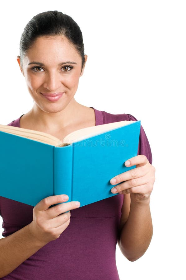 Young casual woman reading a book