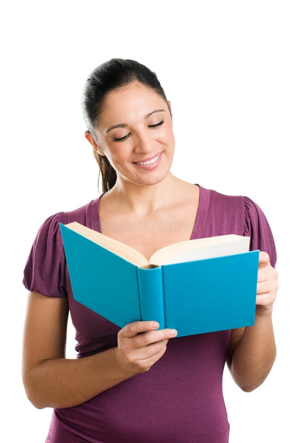 Young casual woman reading a book