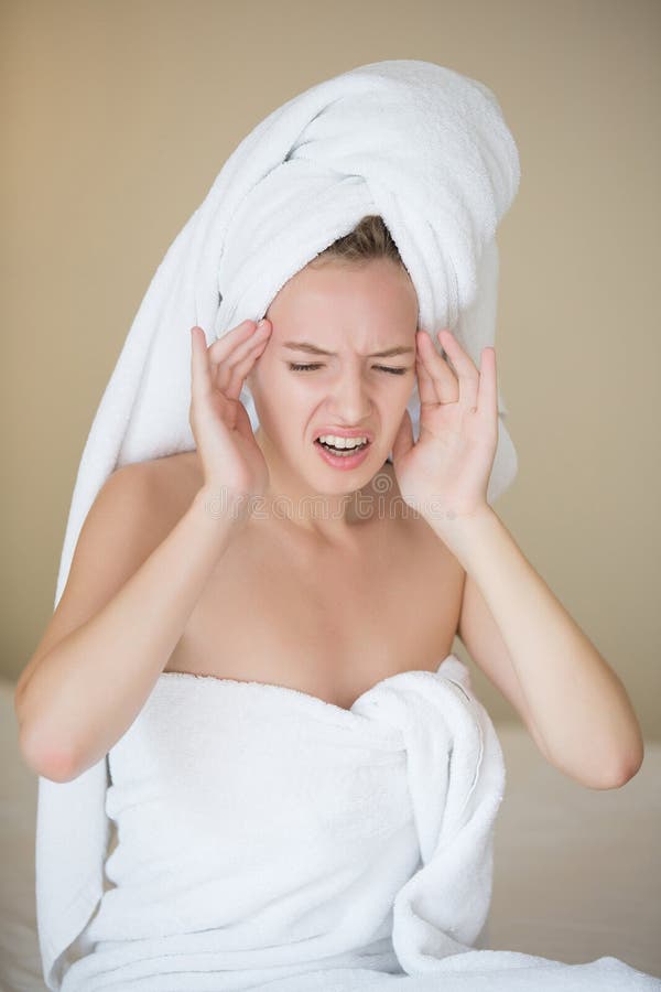 Young Caucasian Lady Having Headache Stock Image Image of closeup