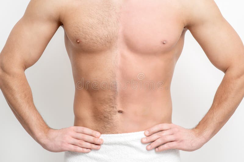 Man with Bare-chested before and after Waxing Hair Stock Photo - Image of  depilate, caucasian: 196403826