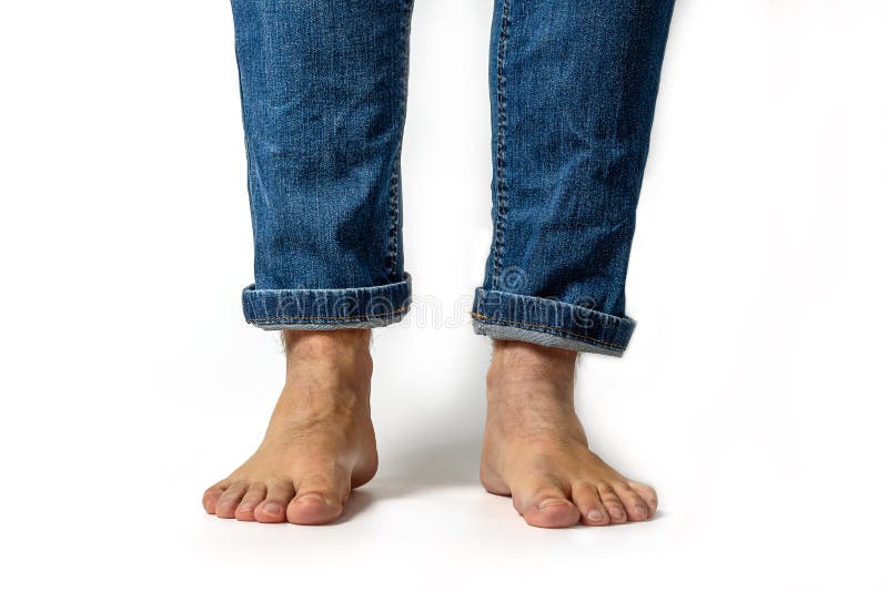 Young Caucasian Man Feet and Jeans Stock Image - Image of foot, comfort ...
