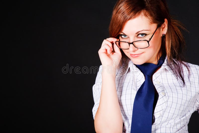 Young charming girl in white blouse