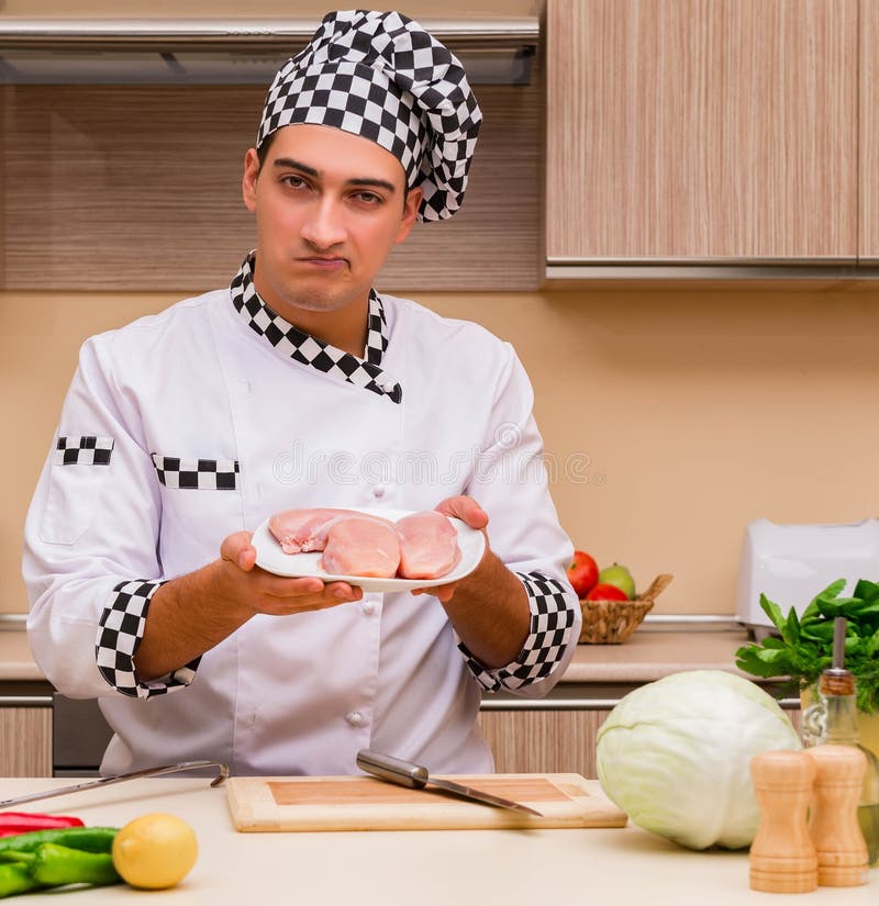 Young Chef Working in the Kitchen Stock Photo Image of apron, home