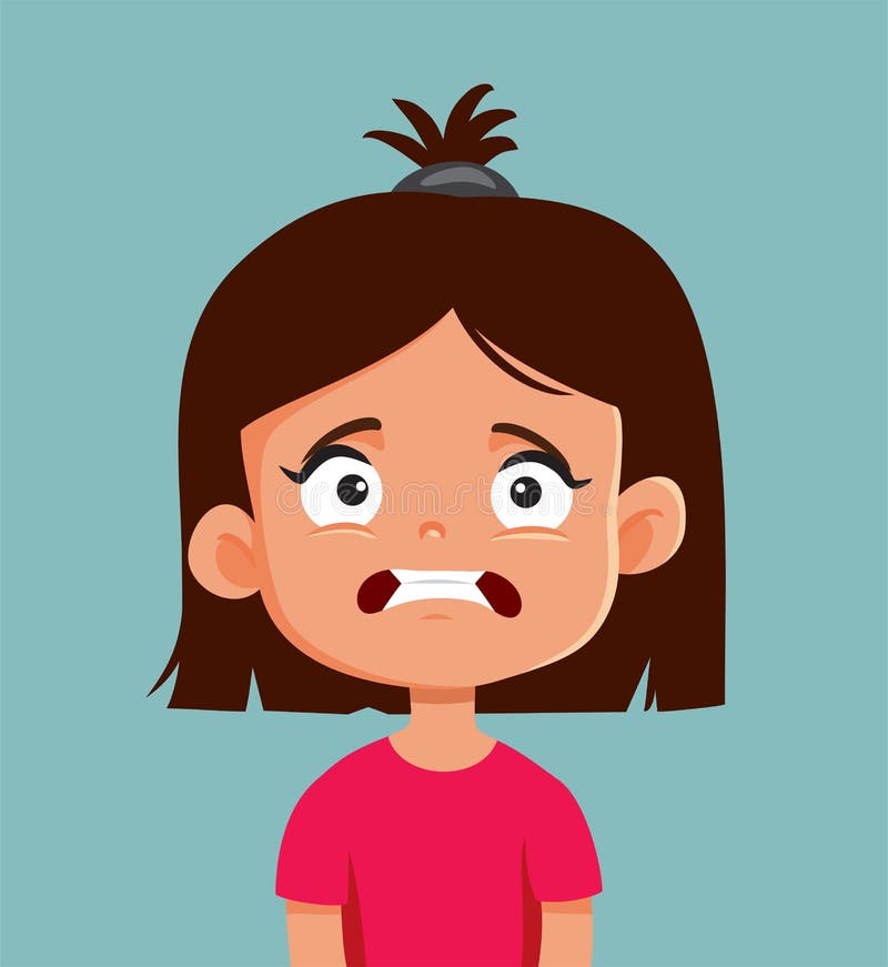 Little Girl Looking Scared Vector Cartoon Stock Vector Illustration