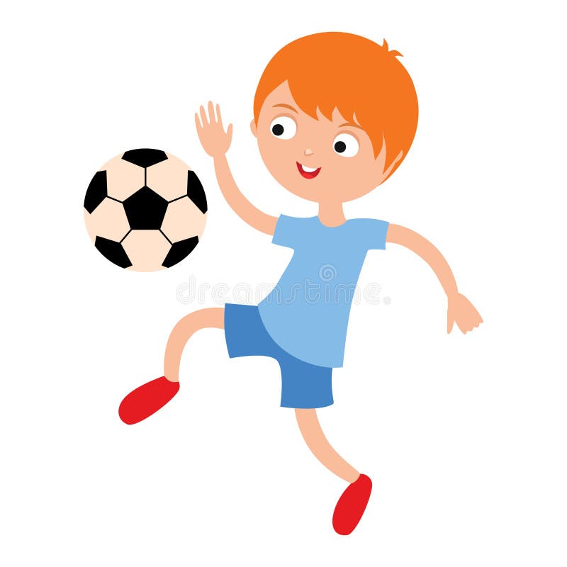 Young Child Boy Playing Football Vector Illustration Stock Vector ...
