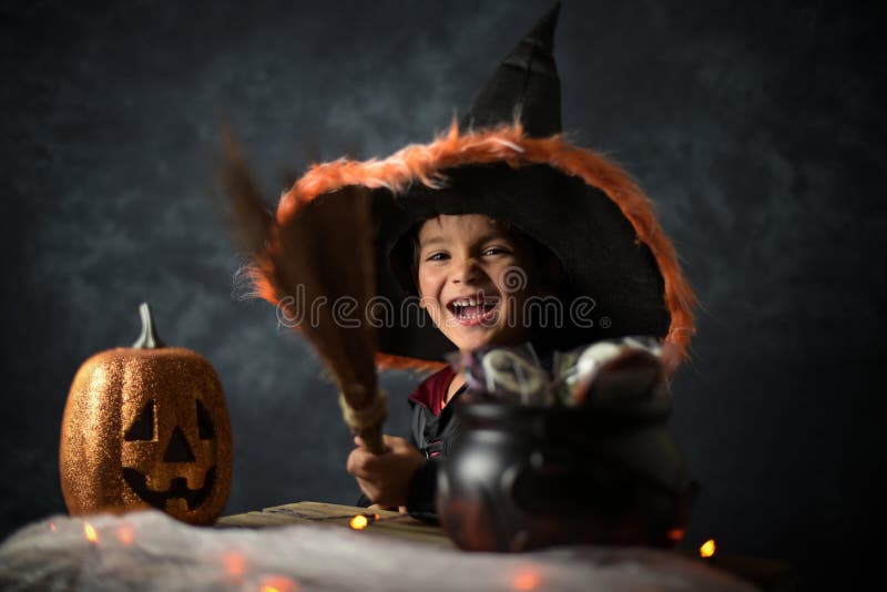 Young Child Dressed As a Wizard Ifor Halloween Stock Image - Image of ...