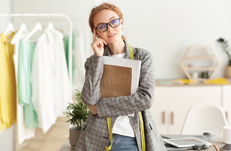 Young Clothing Designer in Own Fashion Studio Stock Image - Image of ...