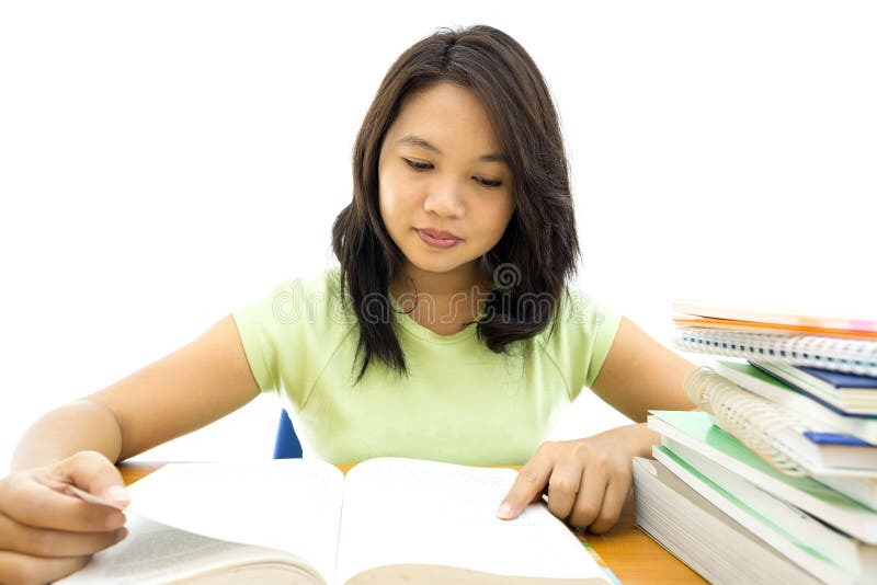Young college woman reading royalty free stock images Young college woman reading royalty free stock images