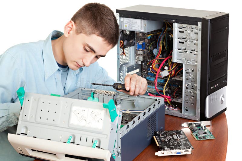 Technician Repairing Computer Hardware in the Lab Stock Photo - Image ...