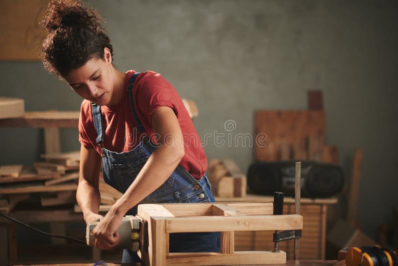 Professional carpenter at work