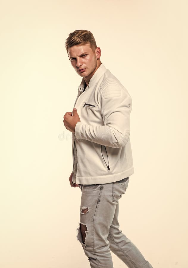 Young Confident Guy in White Urban Clothes, Fashion Stock Photo - Image ...