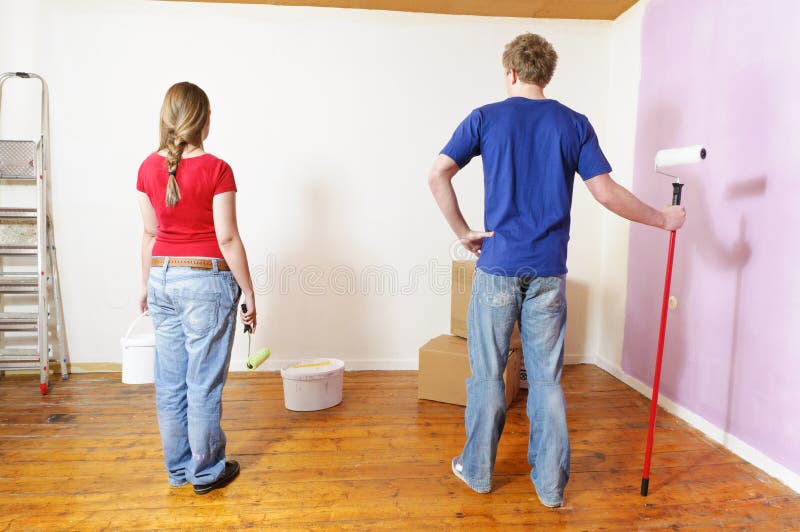 A young couple in the apartment