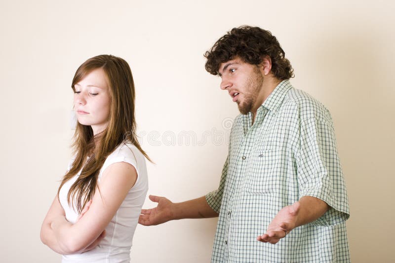 Young couple arguing about something