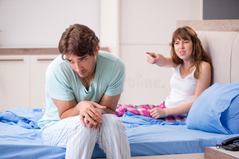 Young Couple Arguing In Bedroom Stock Image Im