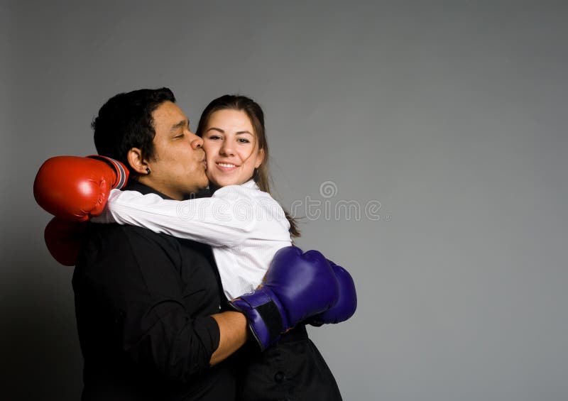 Young Couple With Boxing Gloves Kissing Stock Photo Image 14193620