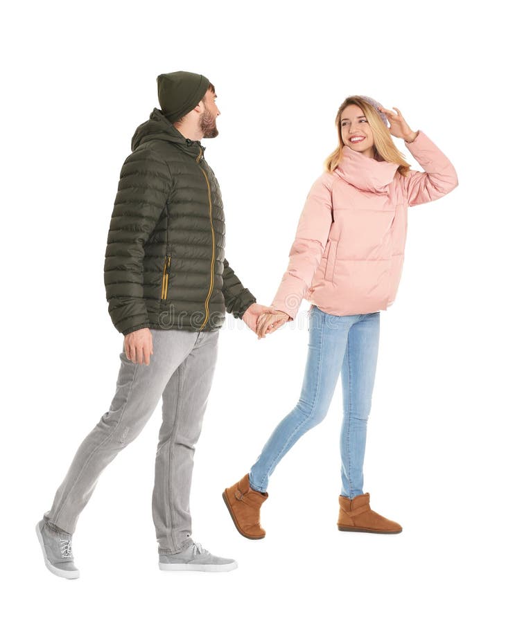 Young Couple In Casual Clothes Walking Stock Image - Image of bonding ...
