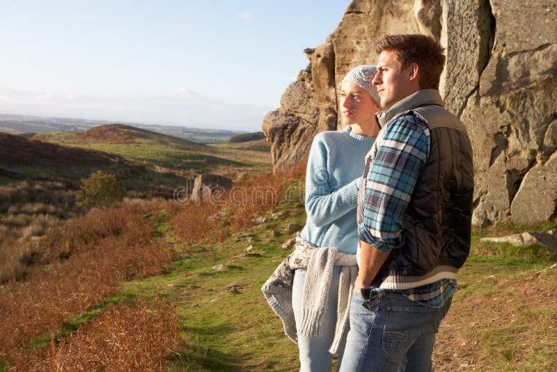 Young couple on country walk