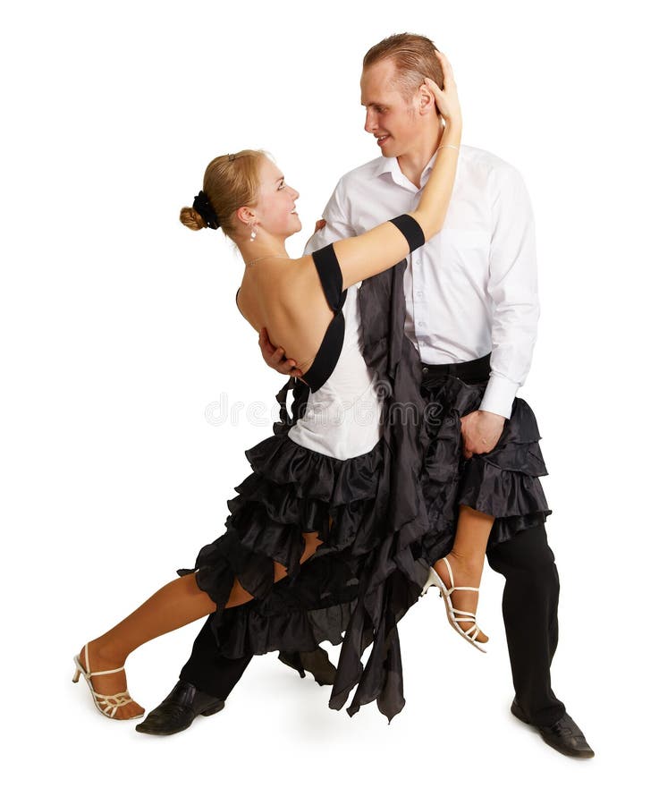 Joven bailar Baile (salón bailar aislado sobre fondo blanco.