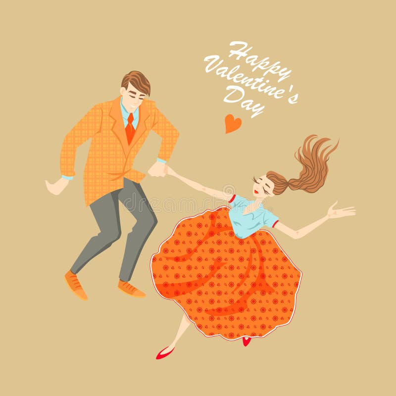 Young couple dancing lindy hop, vector illustration