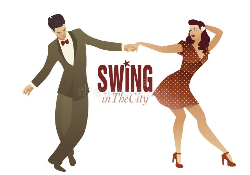 Young couple dancing swing, lindy hop or rock and roll.