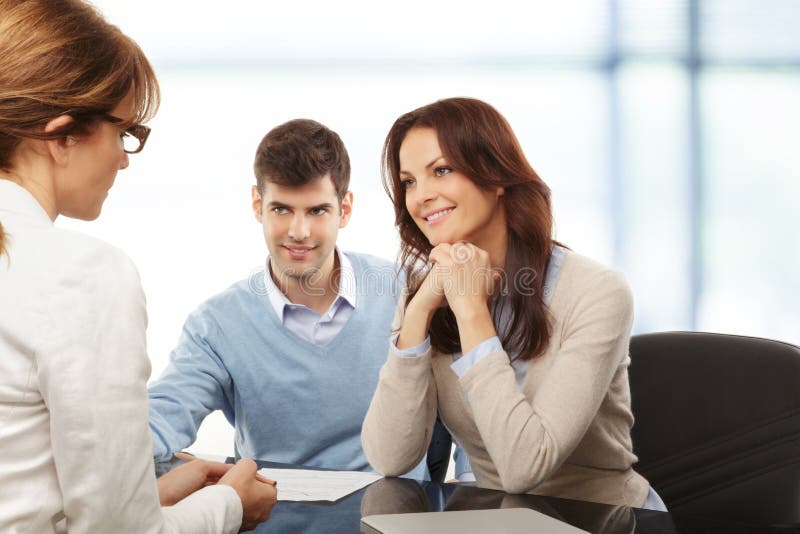 Contemporary young couple get financial advise. People presentation planning stock images, royalty-free photos and pictures